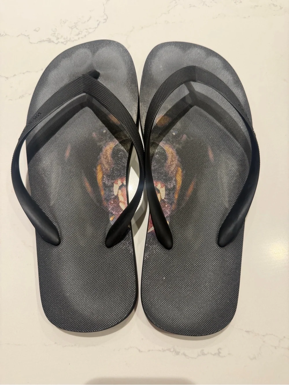 Givenchy Black Star-Textured Flip Flops